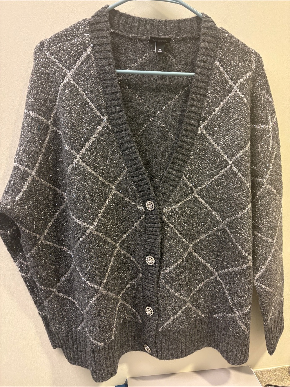 torrid Gray Diamond-Pattern Button Cardigan